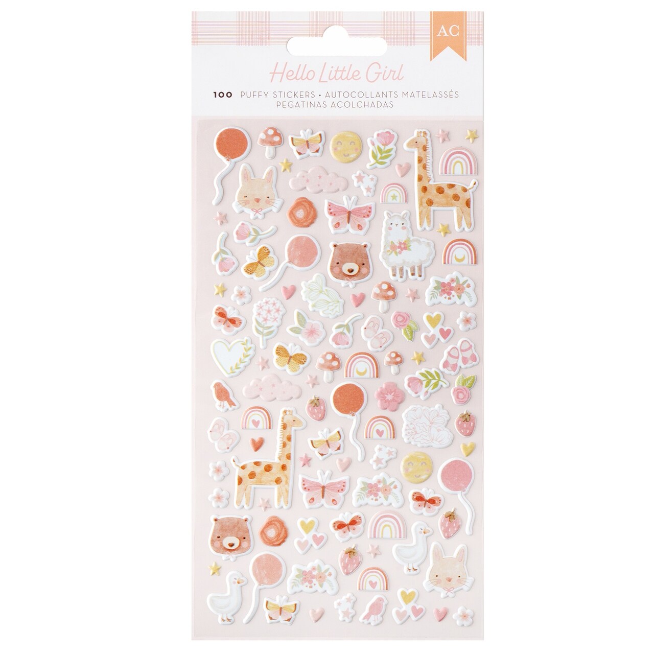 American Crafts Hello Little Girl Puffy Stickers 100/Pkg-Phrase